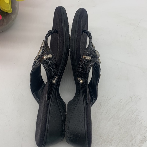 Rialto Black Silver Leather Kismet Thong Flip Flop Sandals Size 8.5 FFT5218E - Picture 9 of 10